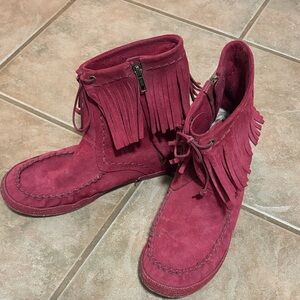 UGG Red Suede Moccasin Boots